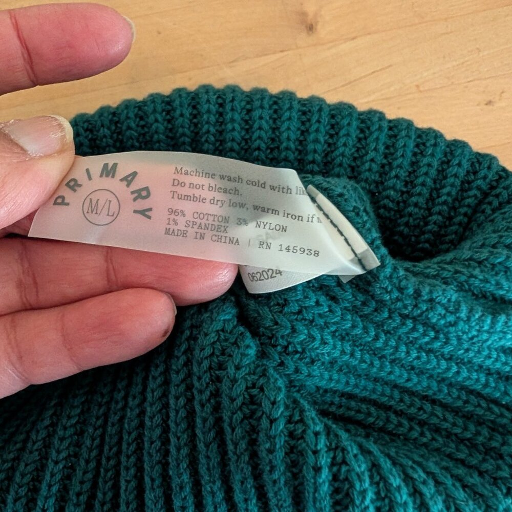 Primary Kids Cotton Nylon Spandex Knit Beanie Hat M/L Green Aqua Blue Like New - Picture 5 of 5